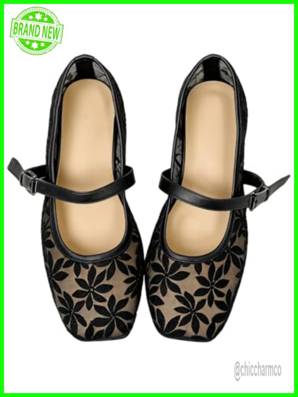Women's Leopard Mesh Ballet Flats Square Toe Maryjane Buckle Comfortable Dressy